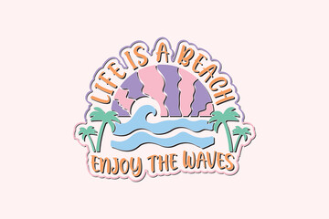 Boho Retro Summer Beach EPS T-shirt Design, Summer T-shirt Design