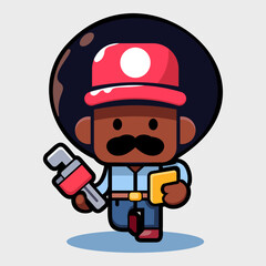 Afro Cartoon Plumber