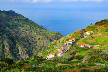 Fototapeta premium View of the village of Ribeira da Janela on the north coast of Madeira island (Portugal) in the Atlantic Ocean