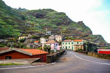 Cercles muraux Atlantic Ocean Road Houses in the village of Ribeira da Janela on the north coast of Madeira island (Portugal) in the Atlantic Ocean