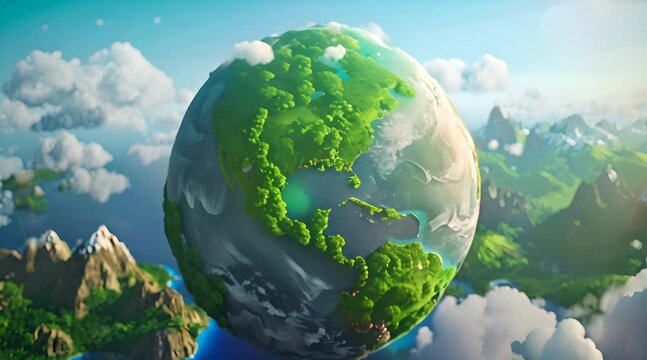 Green planet earth transforming animation footage