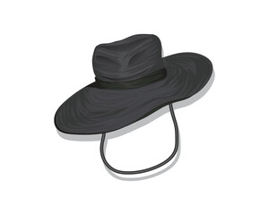 vector design of a black hat with a strap at the bottom