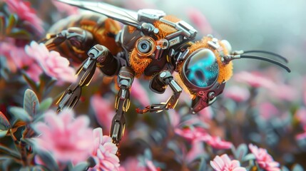 A robotic bee pollinating plants in areas affected by the decline in bee populations