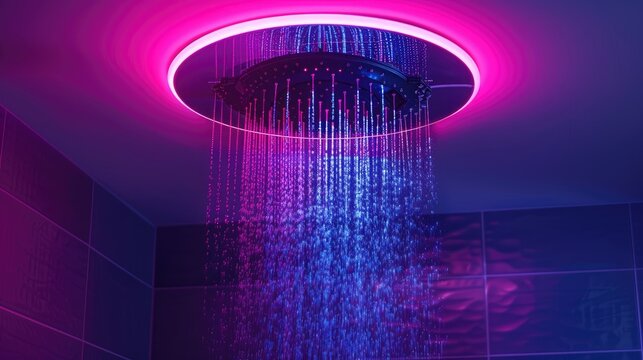 A smart, neon showerhead that filters water and plays music