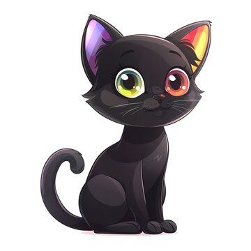 Cute black Cat. Clipart is a great choice for creating cards, invitations, party supplies and decorations. AI generated.