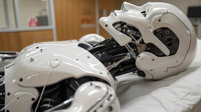 Depict a robotic training simulator for medical students