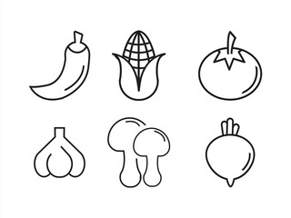 A collection of simple vector illustrations of vegetables