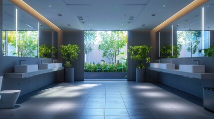 A self-cleaning public restroom equipped with touchless technology