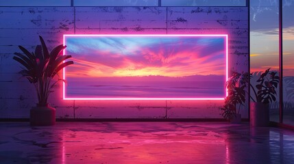 A smart, neon picture frame dynamically displaying digital art and memories
