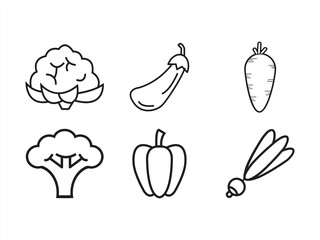 A collection of simple vector illustrations of vegetables