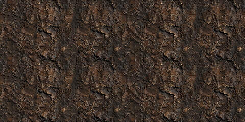 Seamless cracked mud pattern, tileable dry dirt texture illustration, great for video game design - obrazy, fototapety, plakaty