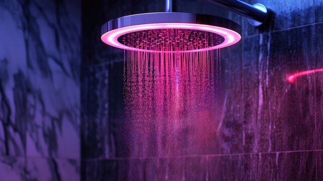 A smart, neon showerhead that filters water and plays music