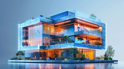 Illustration of an energy-efficient, smart building design