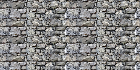 Seamless rock wall pattern, tileable stone masonry texture illustration, great for video game design
