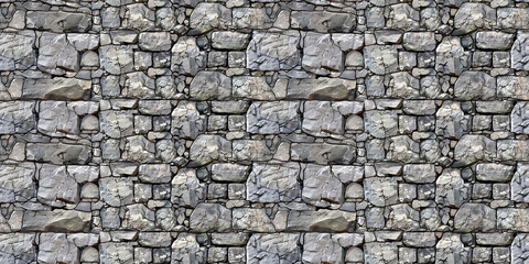 Fototapeta premium Seamless rock wall pattern, tileable stone masonry texture illustration, great for video game design