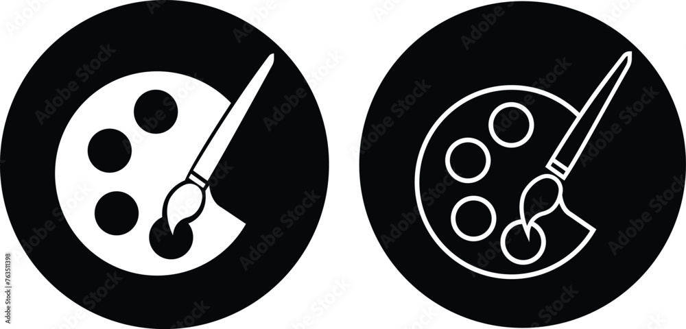 Wall mural paint brush black icon set in trendy flat or line style isolated on transparent background. paint br