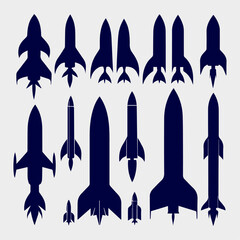 flat design rocket silhouette collection