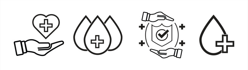 Collection of simple vector icons, illustrations about medicine and health