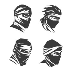 ninja head black logo type design set © Iksan