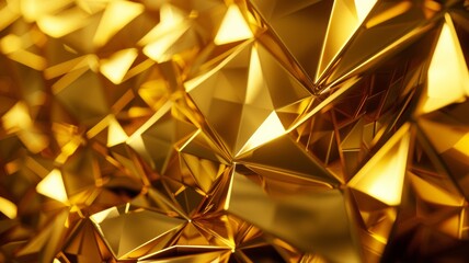 Shiny yellow geometric gold foil abstract texture background
