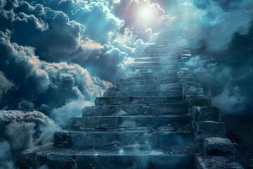 Abstract stairway to heaven concept.  - obrazy, fototapety, plakaty