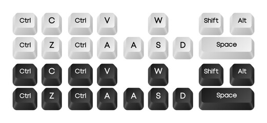 Computer key combinations. Set of key combinations. Command set icons. Computer keyboard button set. Vector Illustration.
