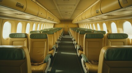 Inside an Airplane With Rows of Seats