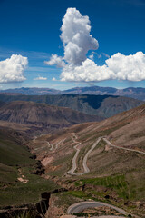 scenic view of the route to the Cuesta del Lipan of the Andes mountain range in the Argentine...