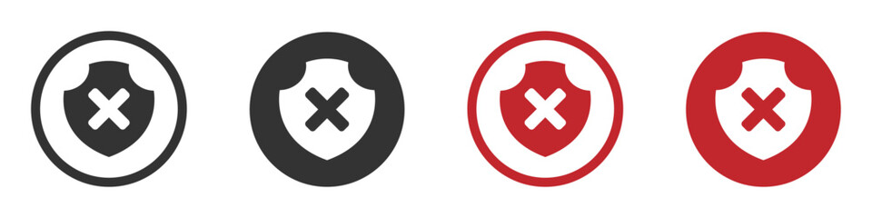 Fototapeta premium Insecure connection flat vector icons set