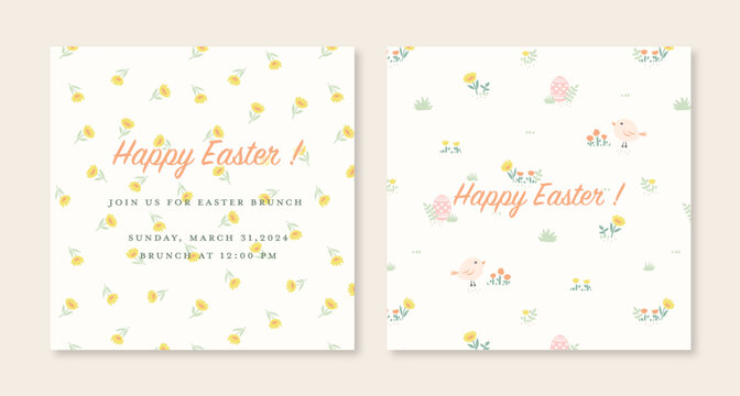 Happy Easter invitation card. Vector illustration for card, banner, invitation, social media post, poster, mobile apps, advertising.