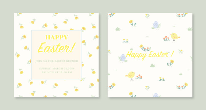 Happy Easter invitation card. Vector illustration for card, banner, invitation, social media post, poster, mobile apps, advertising.