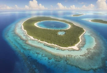 Fotobehang Coral atoll aerial, generative AI © Zohaib