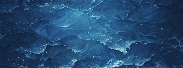 Abstract dark blue water texture background with waves and ripples - obrazy, fototapety, plakaty