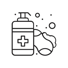 Simple Set of Hand Washing Related Vector Line Icons. Contains Icons such as Washing Instructions, Antiseptic, Soap and more.