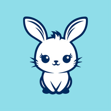grumpy rabbit chibi logo design icon template