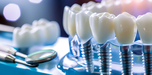 Fototapeta na wymiar Precision Dentistry Understanding Dental Implants and Tools for Tooth Models