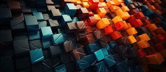 chaotic colorful cubes. Futuristic background.