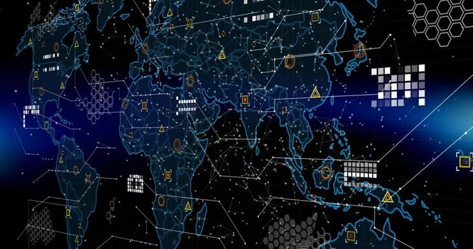 Animation of white spots over world map