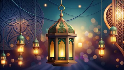 eid mubarak lantern background  - obrazy, fototapety, plakaty