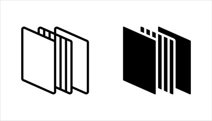 Layers icon set, Three levels stacked, vector illustration on white background