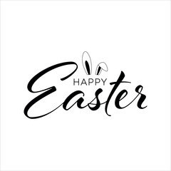 Happy Easter black lettering with bunny ears / eps vector