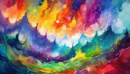 popular colors, watercolors, paints, abstract, fractals ver 9