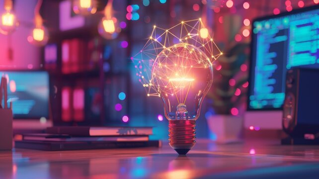 concept creativity with bulbs that shine glitter.
