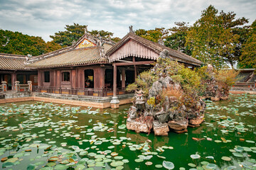 Hue, Thua Thien Province, Vietnam: Pond in the residence of the imperial queen mother in the Imperial City