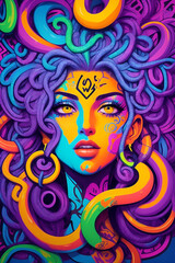 Beautiful woman illustration in graffiti style