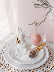 Easter Bunny Figurine With Table place setting