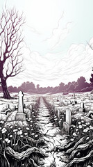 Gothic Graveyard Illustration

