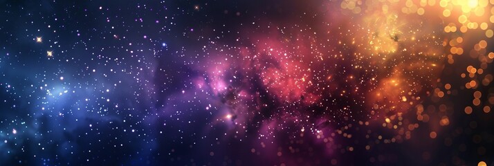 A picture of galaxy, gradient of blue and purple colors, dust and bokeh, shiny sparkles and glow particles, realistic stars and nebula, stars overlay and effect, dramatic lights, AI Generated.