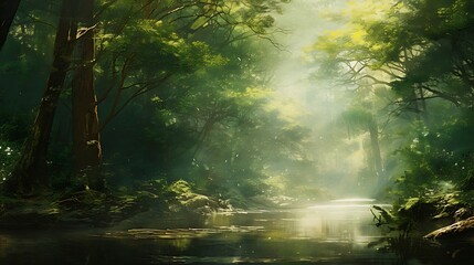Fototapeta na wymiar A Serene Blurred Background: Peaceful Jungle
