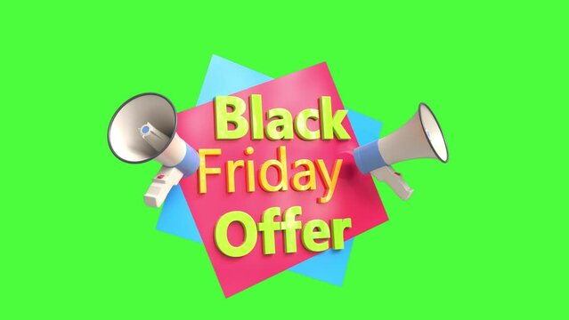 3D Black Friday Offer Rendering, sale banner design element, 4k video element.  
